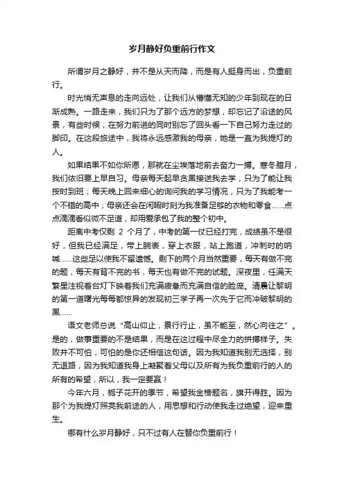 岁月静好负重前行作文