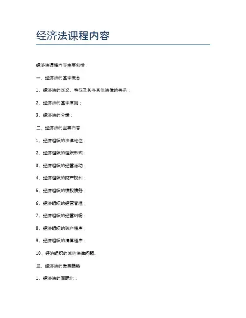 经济法课程内容
