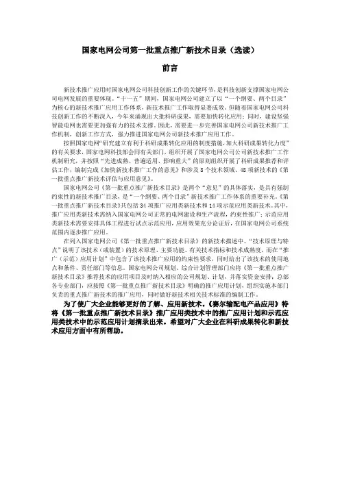 电网重点推广项目