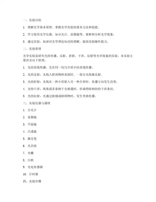 大学光学实验实验报告