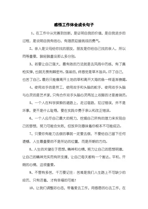 感悟工作体会成长句子