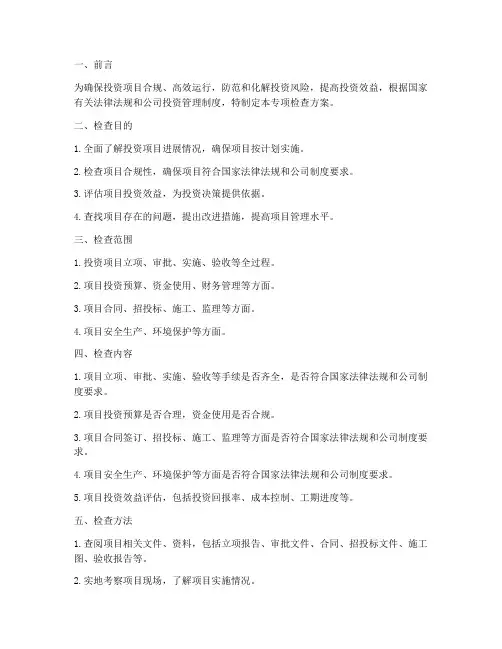 投资项目专项检查方案