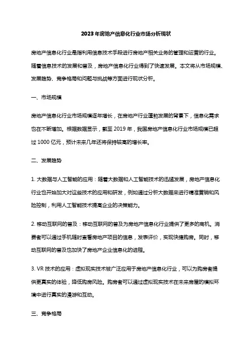 2023年房地产信息化行业市场分析现状