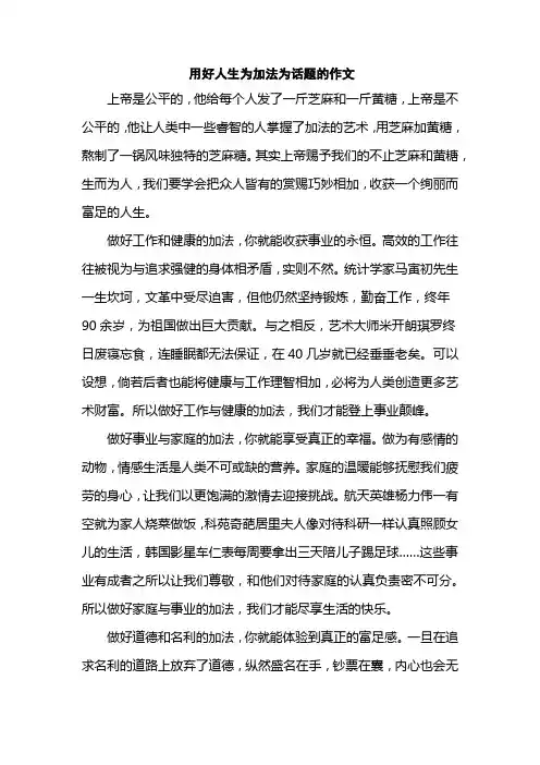 用好人生为加法为话题的作文