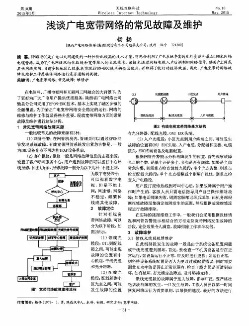 浅谈广电宽带网络的常见故障及维护
