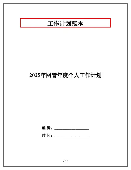 2025年网管年度个人工作计划