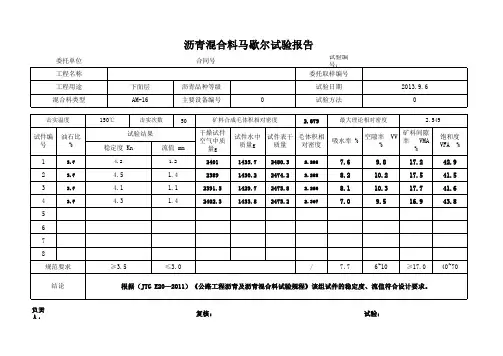 沥青混合料马歇尔试验