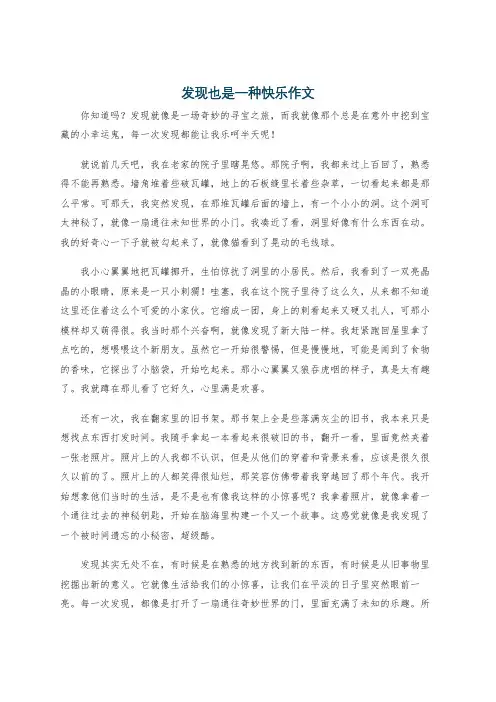 发现也是一种快乐作文