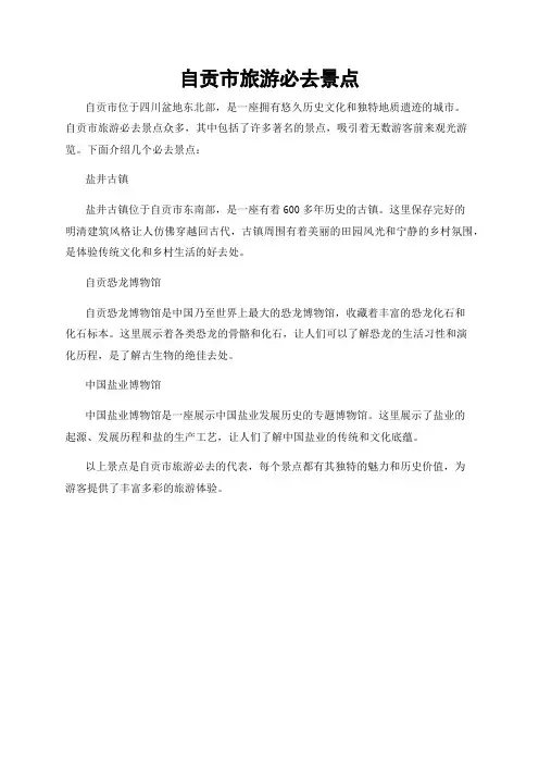 自贡市旅游必去景点
