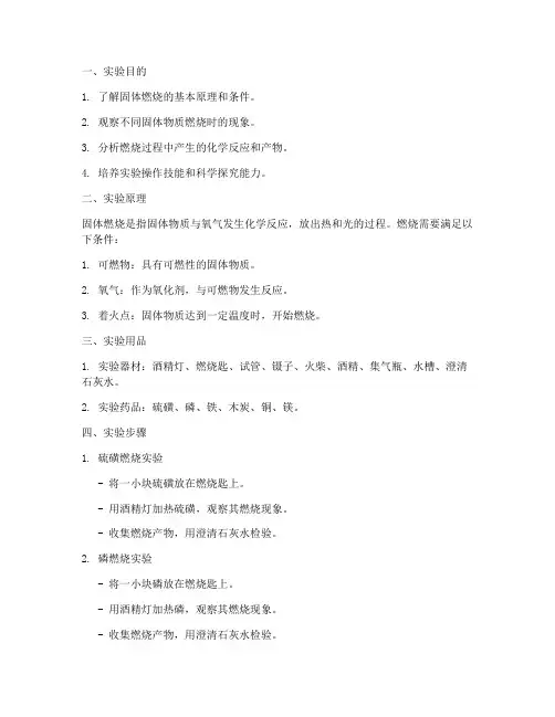 化学固体燃烧实验报告