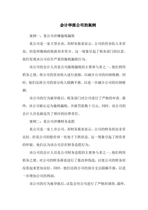 会计举报公司的案例