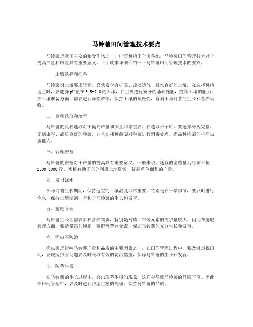 马铃薯田间管理技术要点