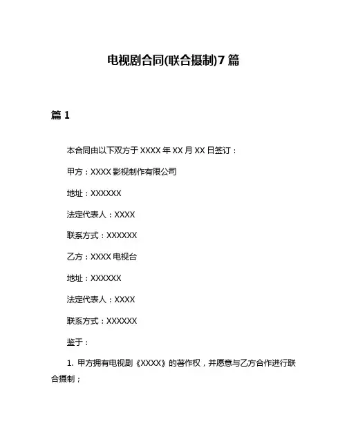 电视剧合同(联合摄制)7篇