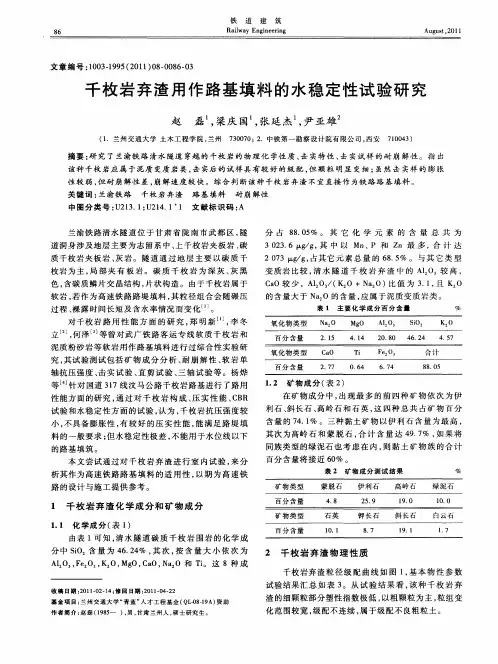 千枚岩弃渣用作路基填料的水稳定性试验研究