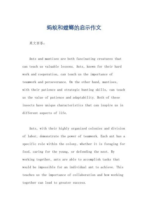 蚂蚁和螳螂的启示作文