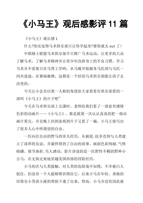 《小马王》观后感影评11篇