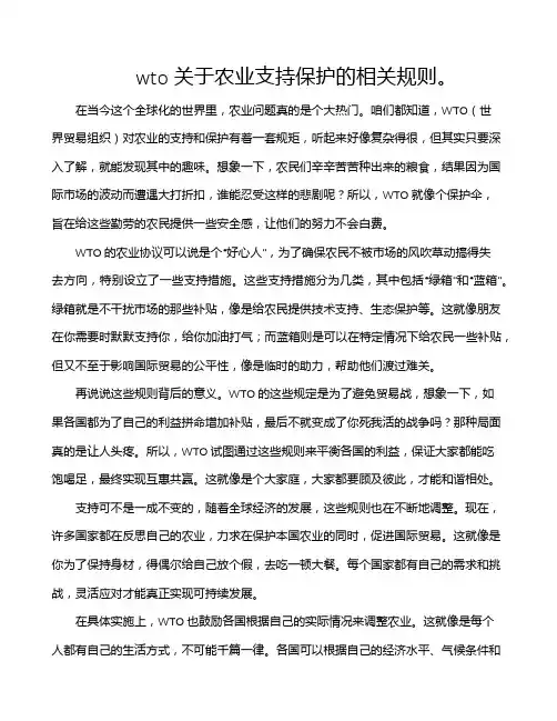 wto关于农业支持保护的相关规则。