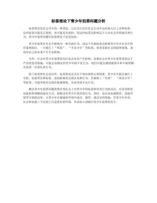 标签理论下青少年犯罪问题分析