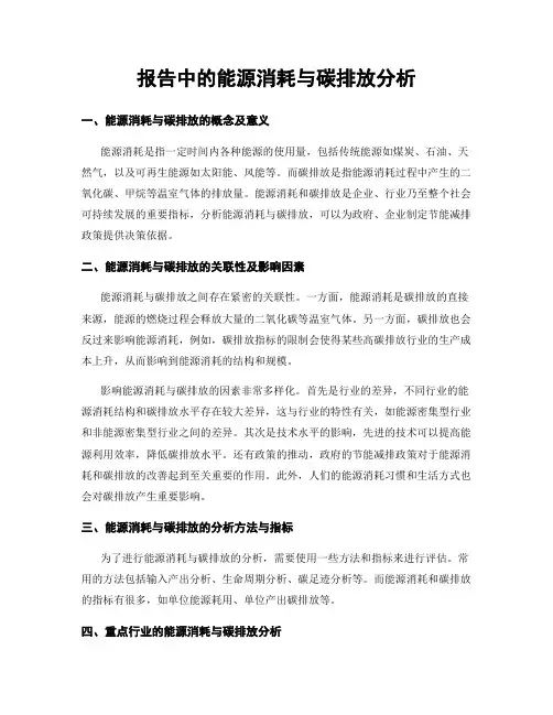 报告中的能源消耗与碳排放分析