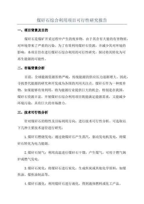 煤矸石综合利用项目可行性研究报告