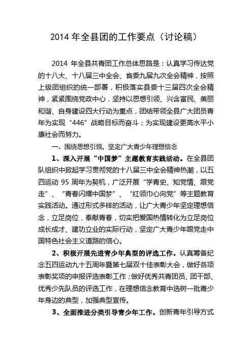 2014年全县团的工作要点