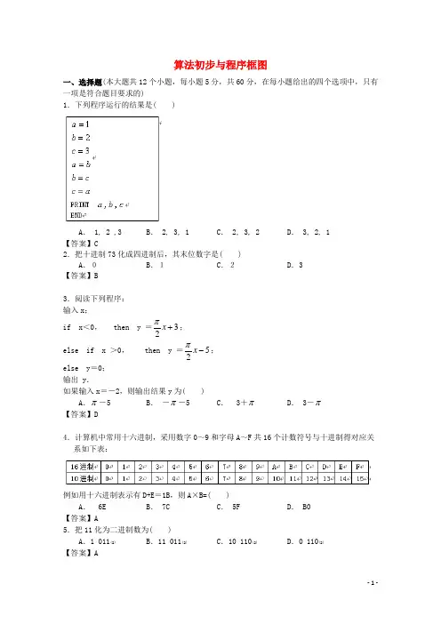 2018届人教A版   算法初步与程序框图  单元测试