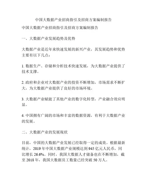 中国大数据产业招商指引及招商方案编制报告