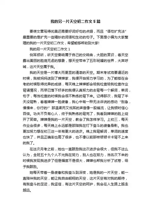 我的另一片天空初二作文5篇