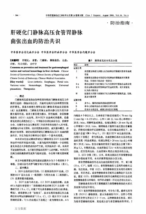 肝硬化门静脉高压食管胃静脉曲张出血的防治共识