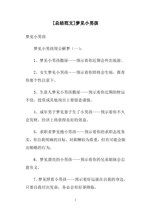 [总结范文]梦见小男孩