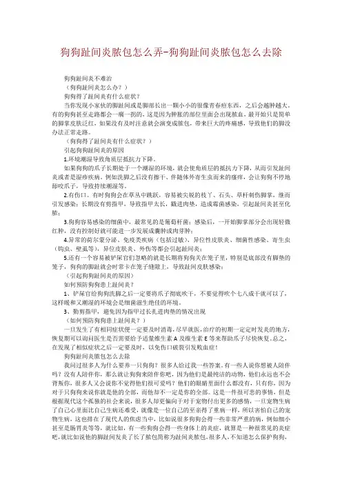 狗狗趾间炎脓包怎么弄-狗狗趾间炎脓包怎么去除