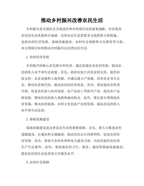 推动乡村振兴改善农民生活