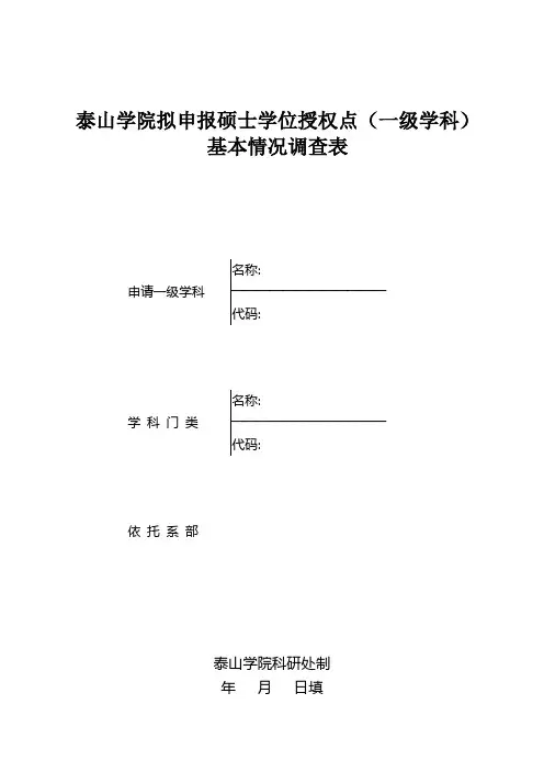 泰山学院拟申报硕士学位授权点(一级学科)