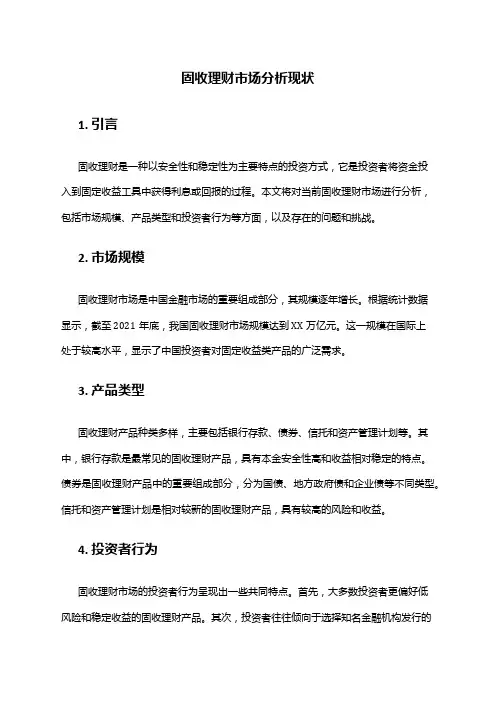 2024年固收理财市场分析现状