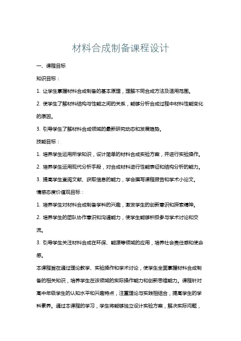 材料合成制备课程设计