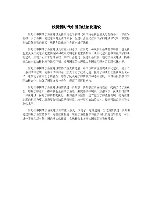 浅析新时代中国的法治化建设