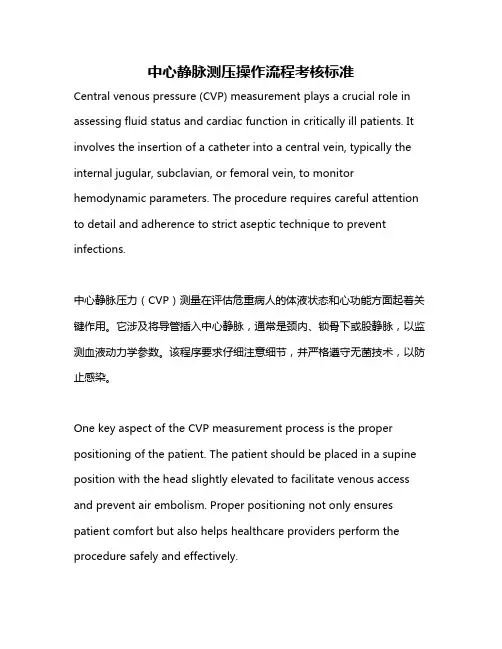 中心静脉测压操作流程考核标准