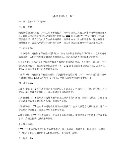 siyb洗车店创业计划书