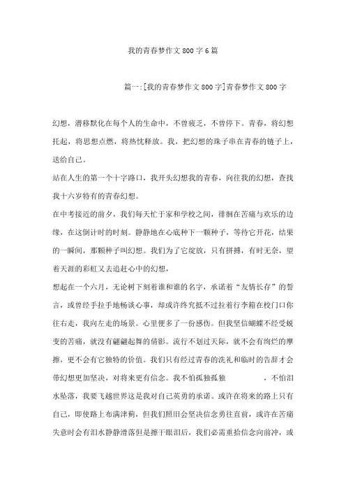 我的青春梦作文800字6篇