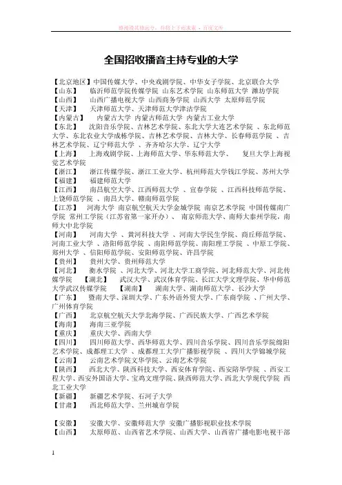 全国招收播音主持专业的大学