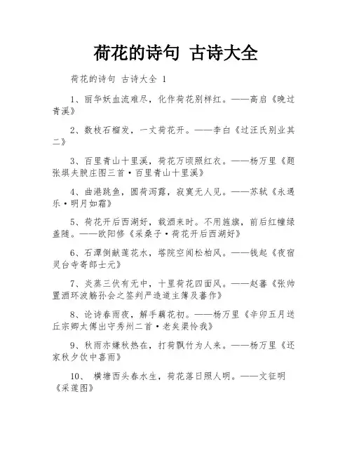 荷花的诗句 古诗大全