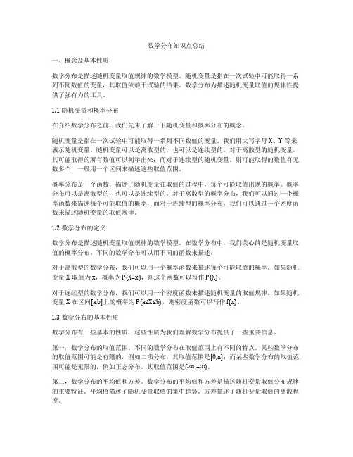 数学分布知识点总结