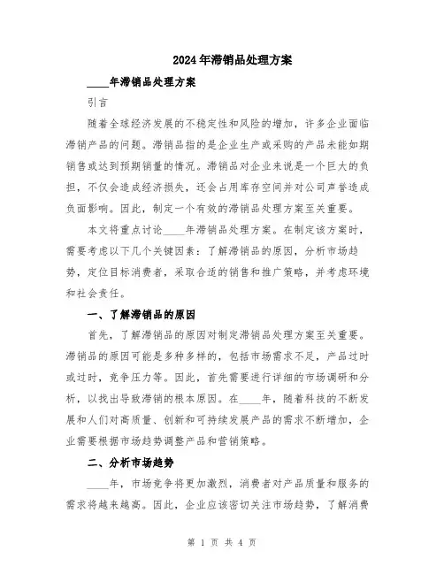 2024年滞销品处理方案