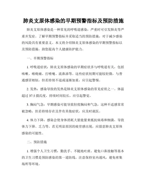 肺炎支原体感染的早期预警指标及预防措施