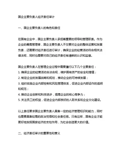 国企主要负责人 经济责任审计 内容