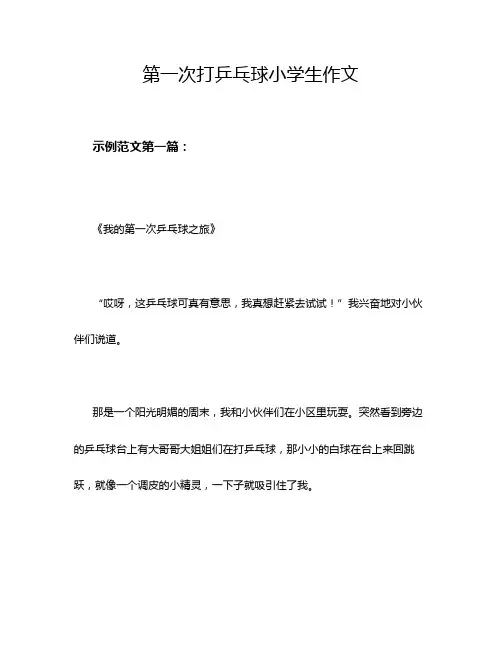 第一次打乒乓球小学生作文