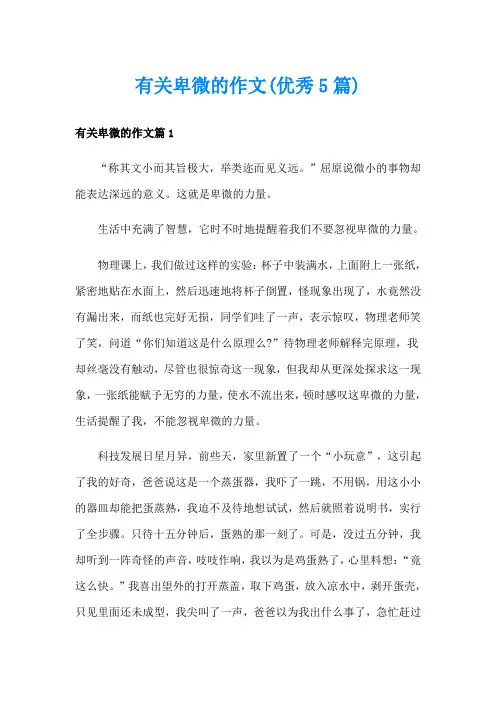有关卑微的作文(优秀5篇)