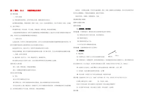 高中数学(向量的概念及表示)教案1 苏教版必修4 教案