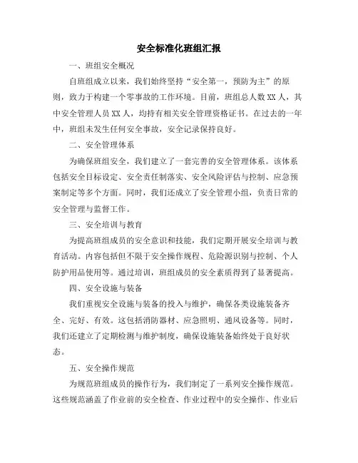 安全标准化班组汇报
