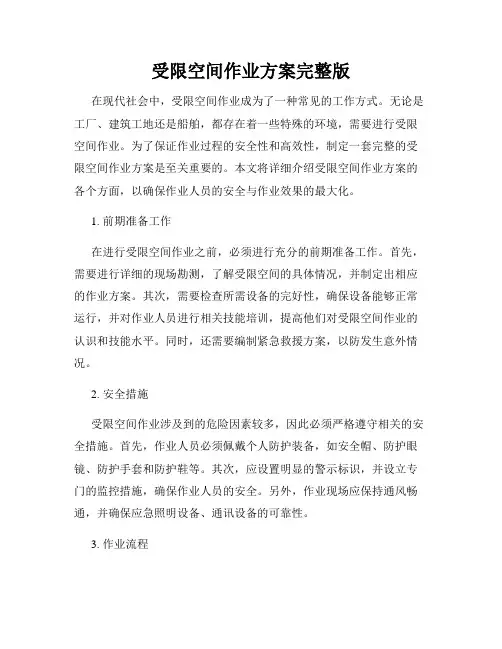 受限空间作业方案完整版